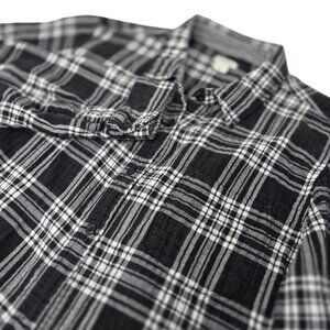 L.L .Bean Women's Long Sleeve Flannel Shirt‎ Large  Button Up Black/Gray/White